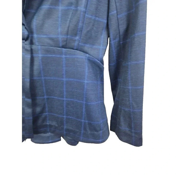 Cabi Check Windowpane Blazer‎ Size 6 Navy Blue Plaid Long Line Equestrian - Picture 4 of 8